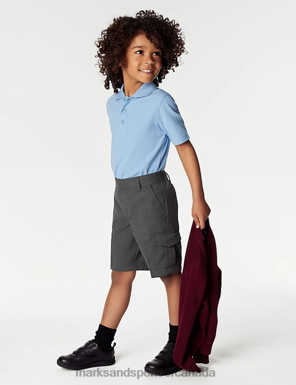 Marks and Spencer sale - Kids Grey Clothing Marks & Spencer 2pk Plus Waist Cargo School Shorts 20VTD8585