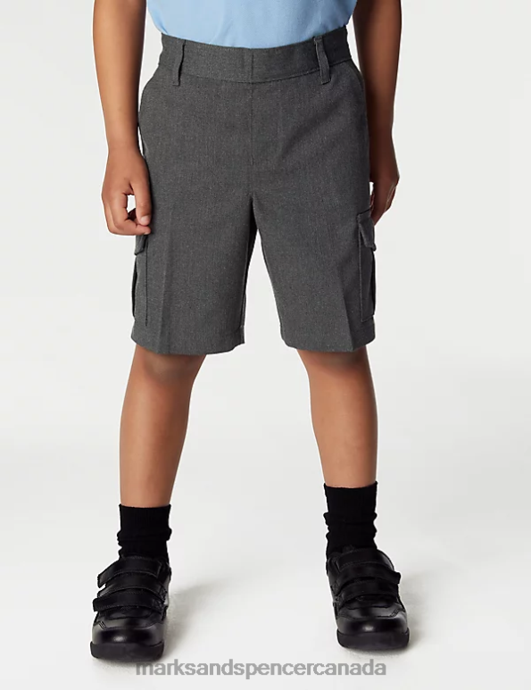 Marks and Spencer sale - Kids Grey Clothing Marks & Spencer 2pk Plus Waist Cargo School Shorts 20VTD8585