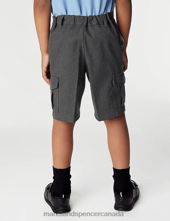Marks and Spencer sale - Kids Grey Clothing Marks & Spencer 2pk Plus Waist Cargo School Shorts 20VTD8585