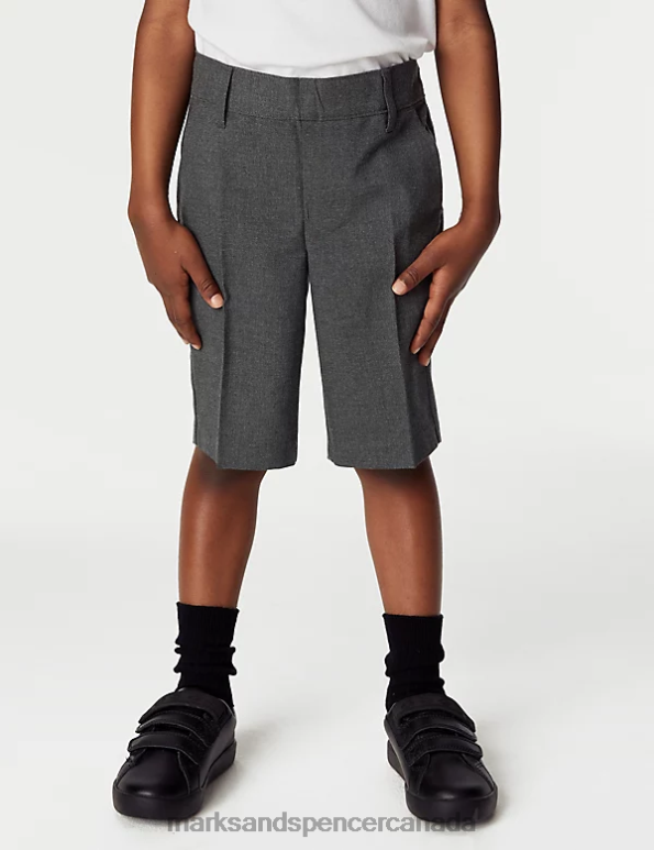 Kids Grey Clothing Marks & Spencer 2pk Slim Leg School Shorts 20VTD7852 - Marks and Spencer outlet