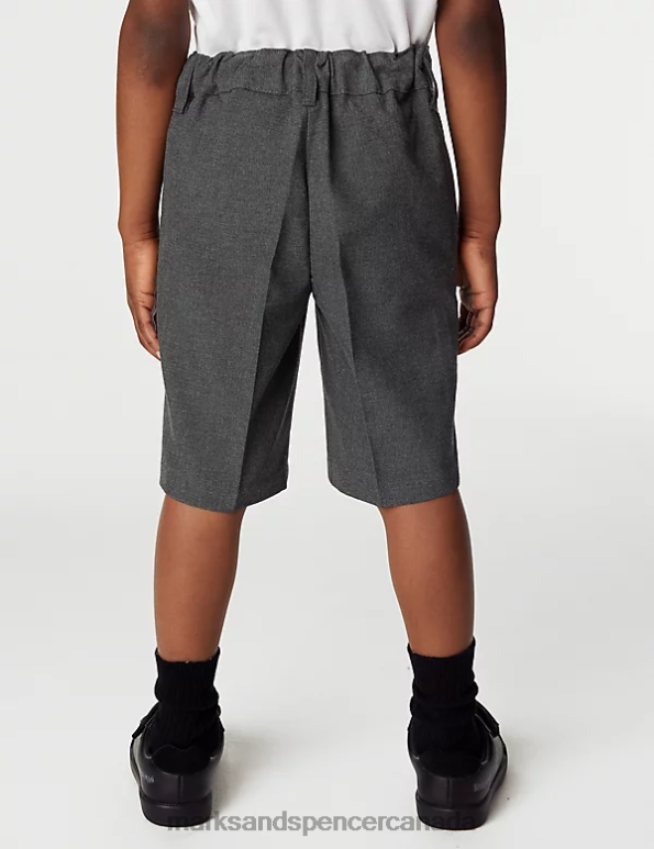 Kids Grey Clothing Marks & Spencer 2pk Slim Leg School Shorts 20VTD7852 - Marks and Spencer outlet