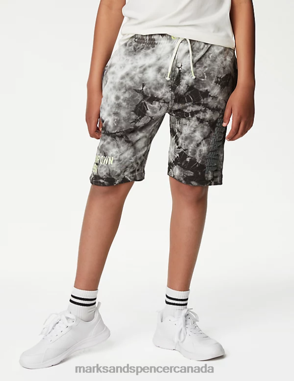 Kids Grey Mix Clothing Marks & Spencer Cotton Rich Marvel Tie Dye Shorts 20VTD8606 - Marks and Spencer Canada locations