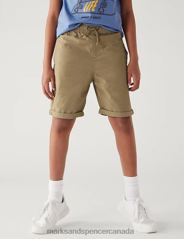 Kids Khaki Mix Clothing Marks & Spencer 2pk Pure Cotton Shorts 20VTD8436 - Marks and Spencer online