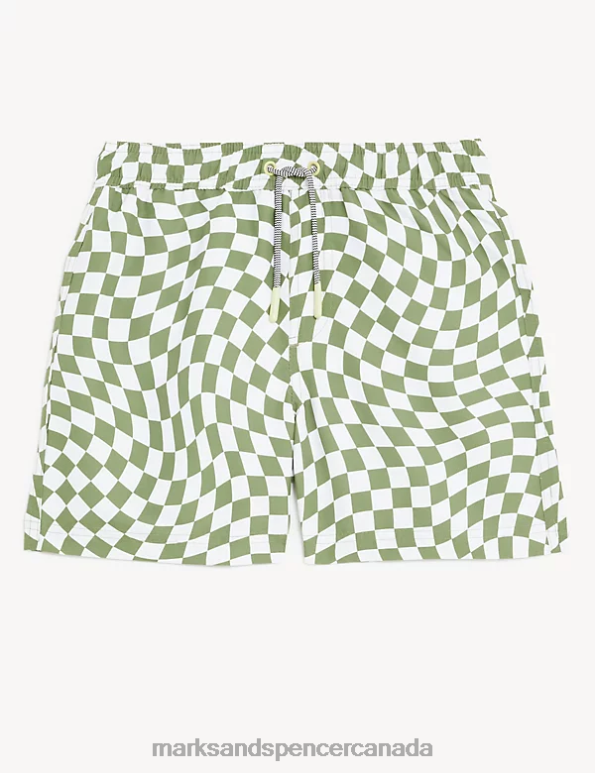Marks and Spencer sale - Kids Khaki Mix Clothing Marks & Spencer Checked Swim Shorts 20VTD8682