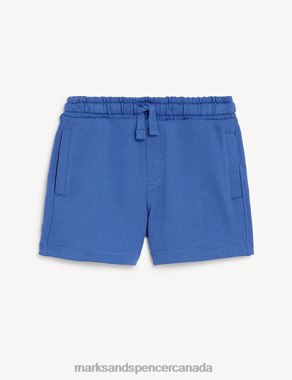 Kids Mid Blue Clothing Marks & Spencer Cotton Rich Plain Shorts 20VTD8734 - Marks and Spencer Canada locations