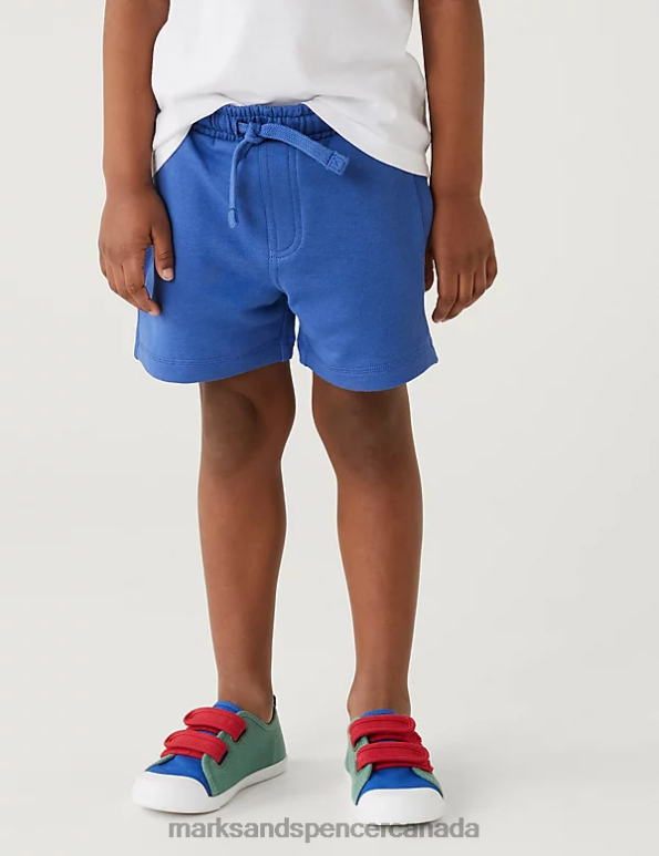 Kids Mid Blue Clothing Marks & Spencer Cotton Rich Plain Shorts 20VTD8734 - Marks and Spencer Canada locations