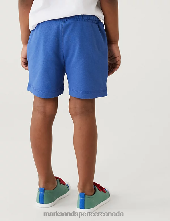 Kids Mid Blue Clothing Marks & Spencer Cotton Rich Plain Shorts 20VTD8734 - Marks and Spencer Canada locations