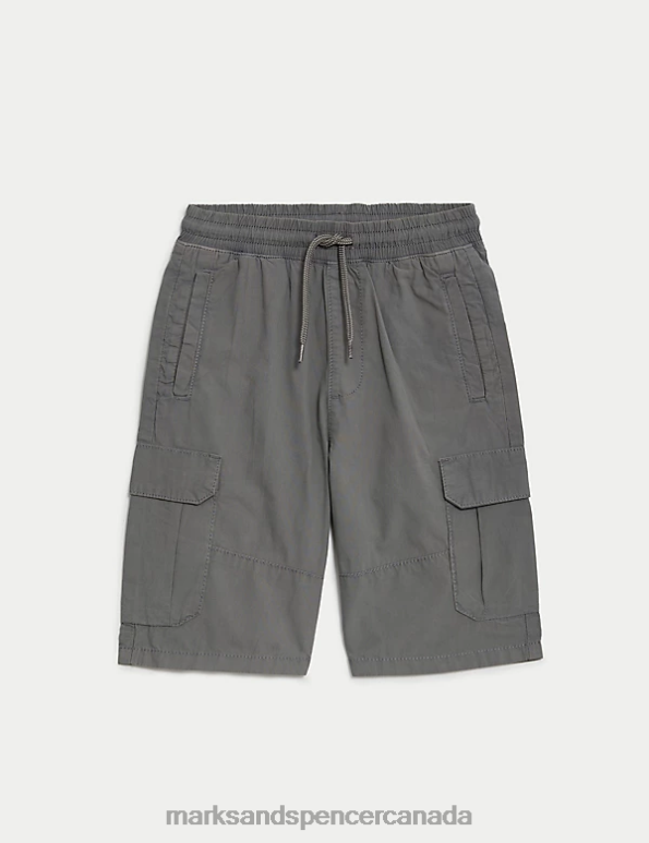 Kids Mid Grey Clothing Marks & Spencer Pure Cotton Cargo Shorts 20VTD8481 - Marks and Spencer online