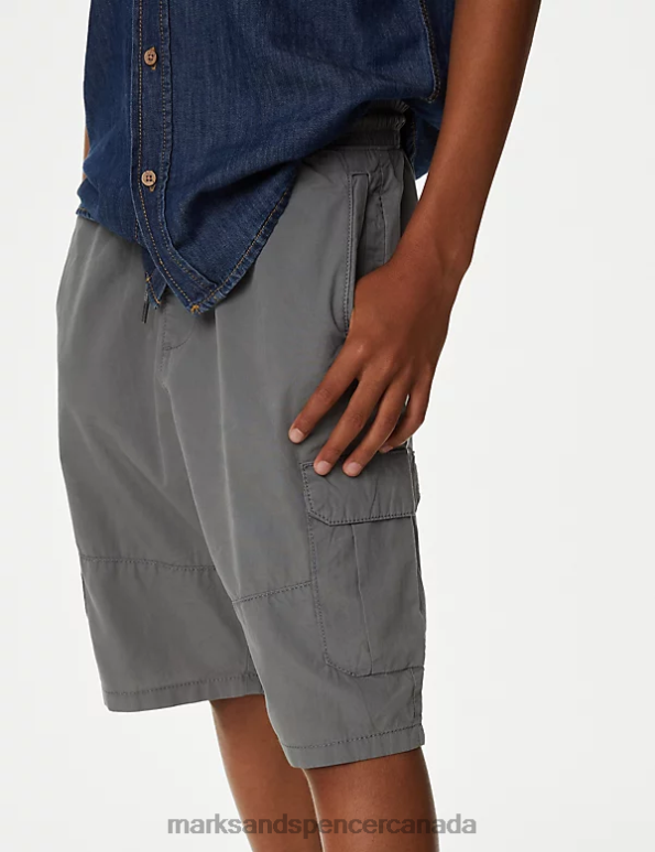 Kids Mid Grey Clothing Marks & Spencer Pure Cotton Cargo Shorts 20VTD8481 - Marks and Spencer online