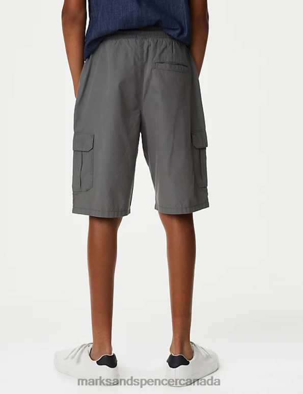Kids Mid Grey Clothing Marks & Spencer Pure Cotton Cargo Shorts 20VTD8481 - Marks and Spencer online