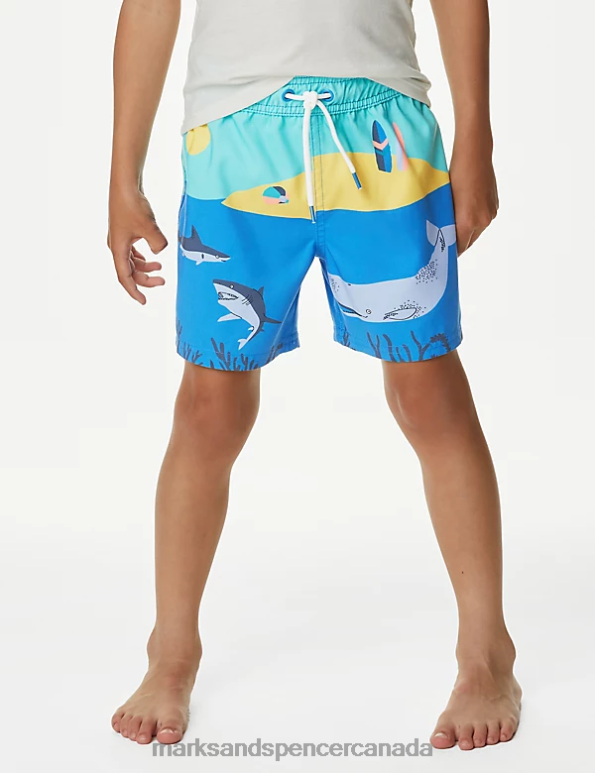 Kids Multi Clothing Marks & Spencer Beach Scene Swim Shorts 20VTD8029 - Marks and Spencer Canada locations