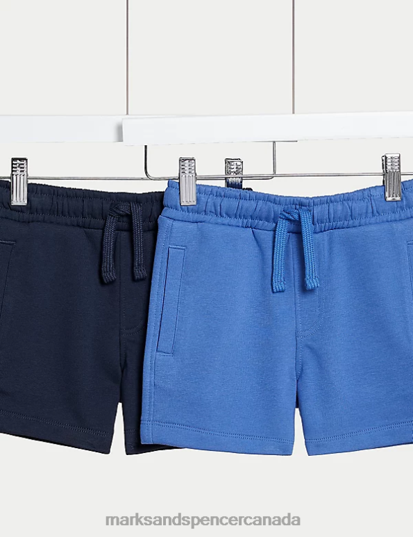Kids Navy/Blue Clothing Marks & Spencer 2pk Cotton Rich Shorts 20VTD7798 - Marks and Spencer online