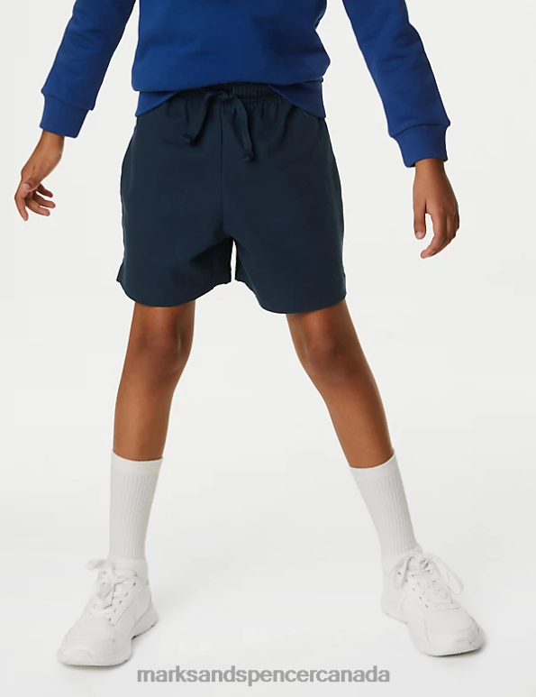 Marks and Spencer sale - Kids Navy Clothing Marks & Spencer 2pk Pure Cotton School Shorts 20VTD8906