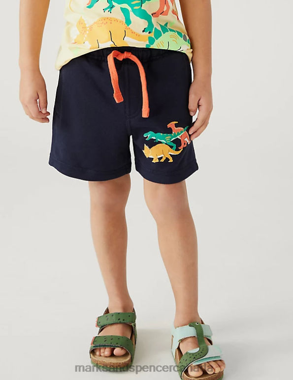 Kids Navy Clothing Marks & Spencer Cotton Rich Dinosaur Shorts 20VTD8078 - Marks and Spencer outlet