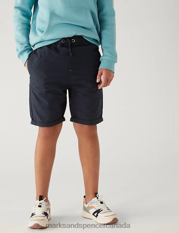 Kids Navy Mix Clothing Marks & Spencer 2pk Pure Cotton Shorts 20VTD8692 - Marks and Spencer Canada locations