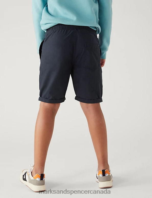 Kids Navy Mix Clothing Marks & Spencer 2pk Pure Cotton Shorts 20VTD8692 - Marks and Spencer Canada locations