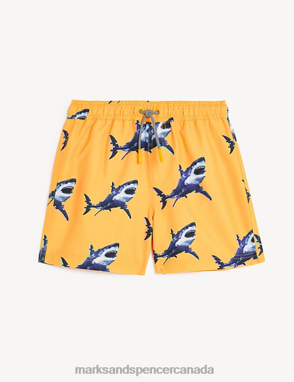 Kids Orange Mix Clothing Marks & Spencer Shark Print Swim Shorts 20VTD8634 - Marks and Spencer Canada locations