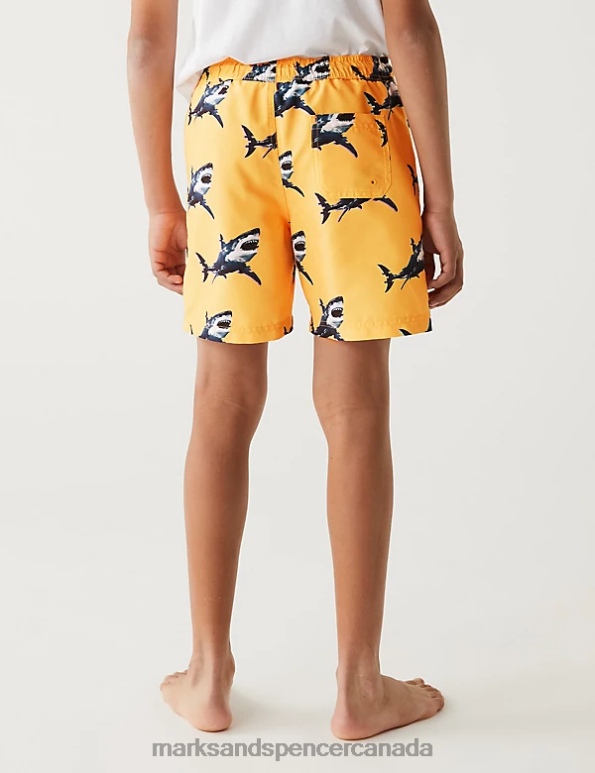 Kids Orange Mix Clothing Marks & Spencer Shark Print Swim Shorts 20VTD8634 - Marks and Spencer Canada locations