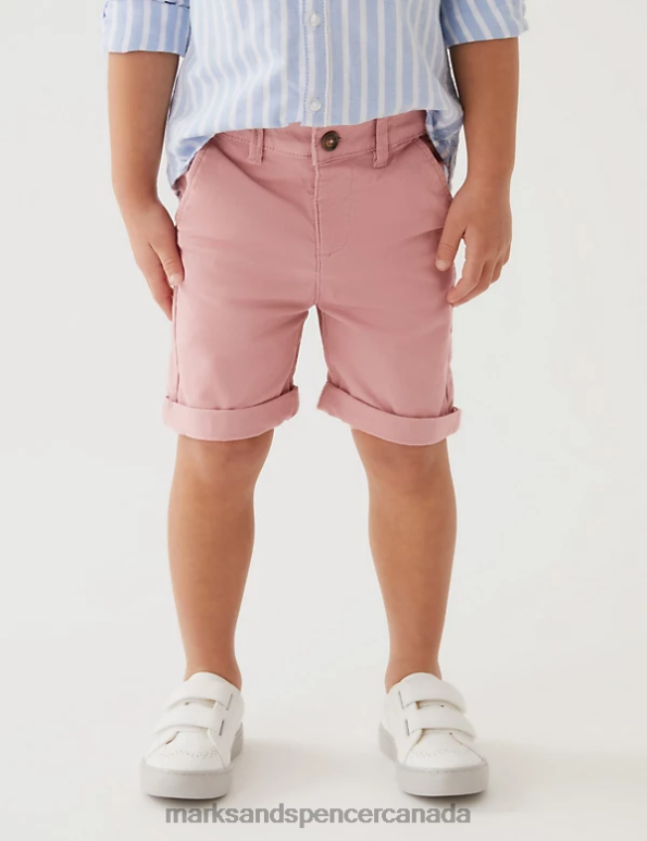 Kids Pink Clothing Marks & Spencer Cotton Rich Chino Shorts 20VTD8490 - Marks and Spencer outlet
