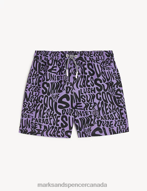 Kids Purple Mix Clothing Marks & Spencer Printed Swim Shorts 20VTD8612 - Marks and Spencer outlet