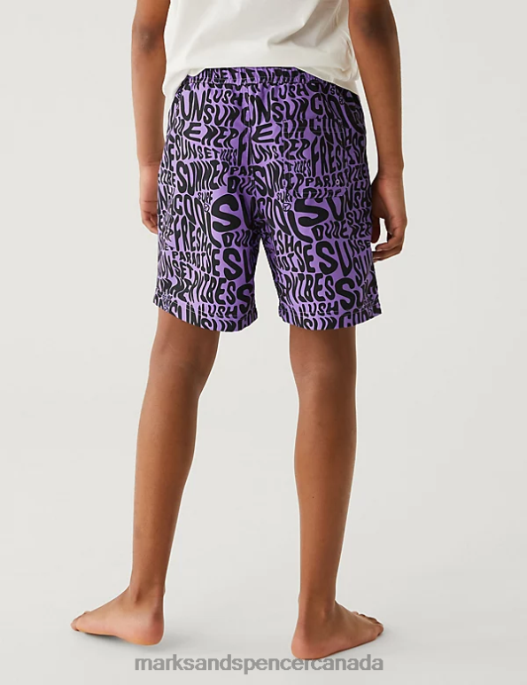 Kids Purple Mix Clothing Marks & Spencer Printed Swim Shorts 20VTD8612 - Marks and Spencer outlet