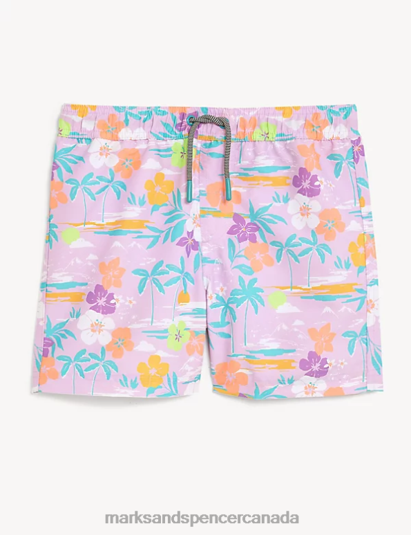 Marks and Spencer Canada - Kids Purple Mix Clothing Marks & Spencer Tropical Swim Shorts 20VTD8491