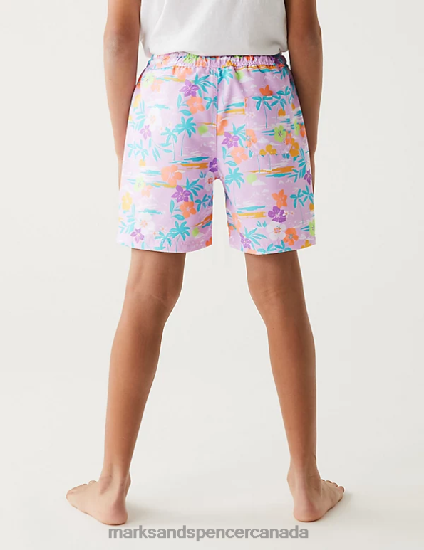 Marks and Spencer Canada - Kids Purple Mix Clothing Marks & Spencer Tropical Swim Shorts 20VTD8491