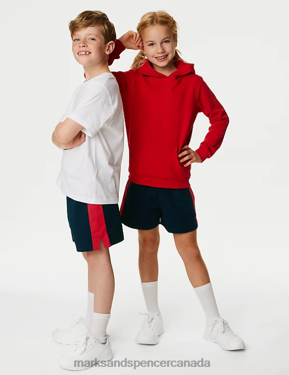 Marks and Spencer sale - Kids Red Mix Clothing Marks & Spencer Pure Cotton Sports Shorts 20VTD8657