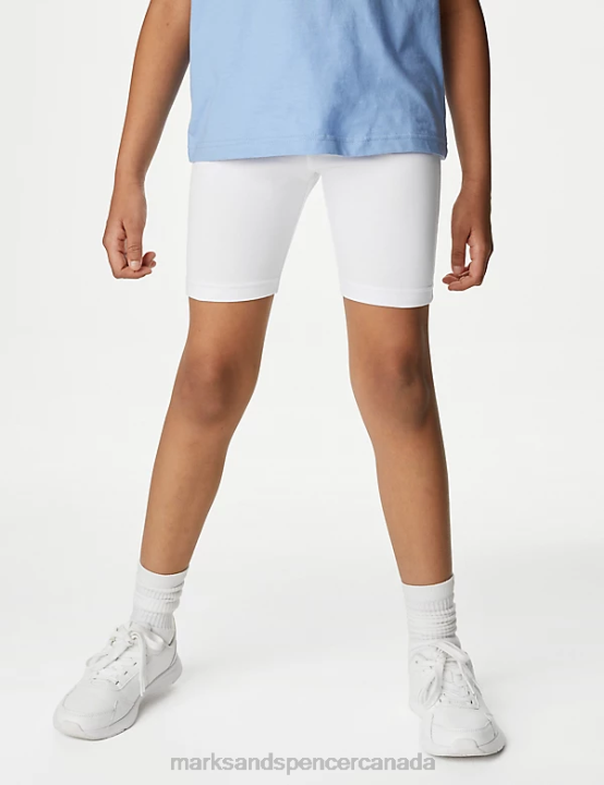 Marks and Spencer near me - Marks & Spencer Kids 2pk Cotton with Stretch School Shorts Clothing White 20VTD9055