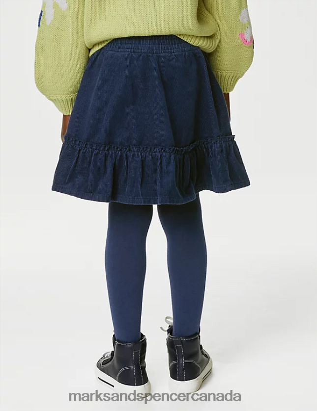 Clothing 20VTD9352 Navy Kids Marks & Spencer Cotton Rich Skirt & Tights Set - Marks and Spencer outlet