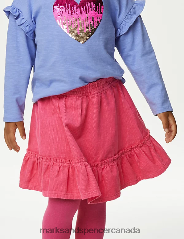Marks and Spencer Canada - Clothing 20VTD9353 Pink Kids Marks & Spencer Cotton Rich Skirt & Tights Set