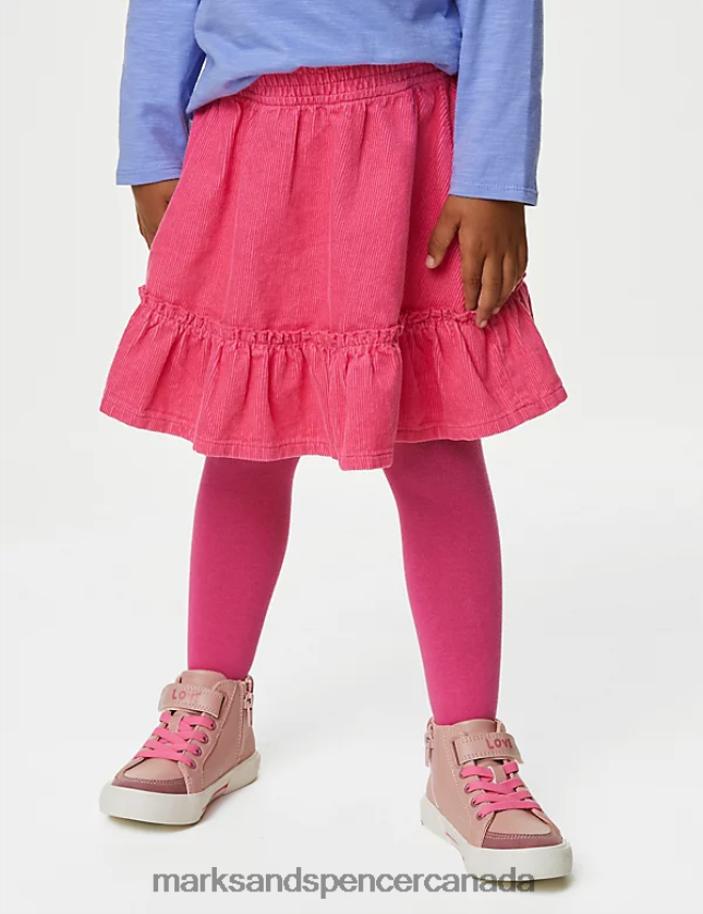 Marks and Spencer Canada - Clothing 20VTD9353 Pink Kids Marks & Spencer Cotton Rich Skirt & Tights Set