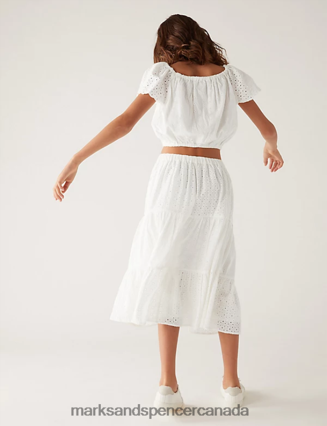 Marks and Spencer Canada - Clothing 20VTD9480 White Kids Marks & Spencer Pure Cotton Top & Skirt Outfit