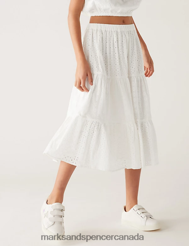 Marks and Spencer Canada - Clothing 20VTD9480 White Kids Marks & Spencer Pure Cotton Top & Skirt Outfit