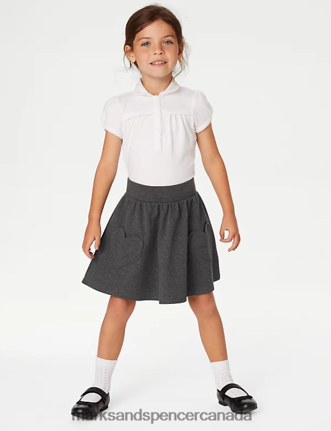 Marks and Spencer near me - Clothing 20VTD9720 Grey Kids Marks & Spencer 2pk Jersey Heart Pocket School Skirts