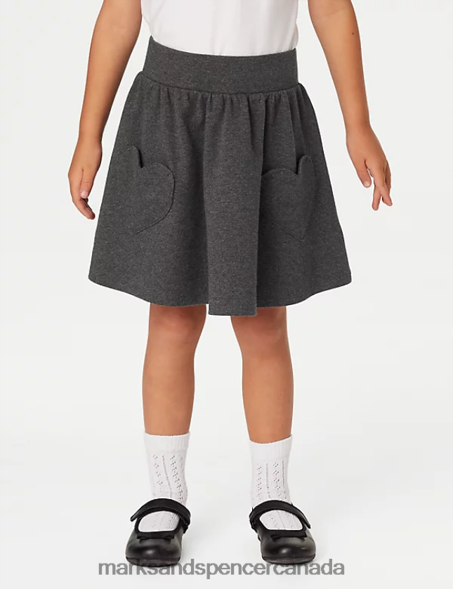 Marks and Spencer near me - Clothing 20VTD9720 Grey Kids Marks & Spencer 2pk Jersey Heart Pocket School Skirts