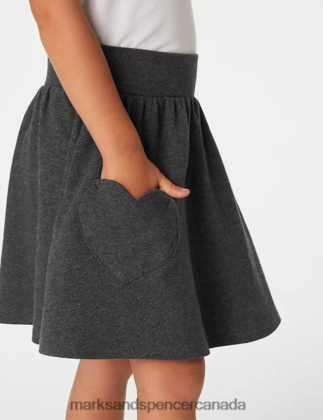 Marks and Spencer near me - Clothing 20VTD9720 Grey Kids Marks & Spencer 2pk Jersey Heart Pocket School Skirts