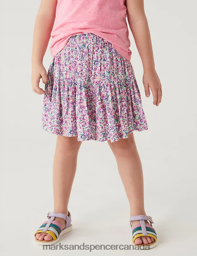 Clothing 20VTD9802 Multi Kids Marks & Spencer Floral Tiered Skort - Marks and Spencer Canada locations