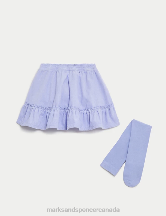 Marks and Spencer sale - Marks & Spencer Kids Cotton Rich Skirt & Tights Set Clothing Lilac 20VTD9069