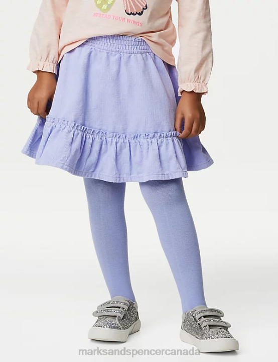Marks and Spencer sale - Marks & Spencer Kids Cotton Rich Skirt & Tights Set Clothing Lilac 20VTD9069