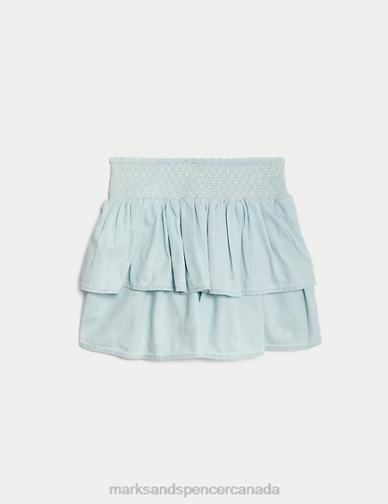 Marks & Spencer Kids Pure Cotton Shirred Skirt Clothing Blue 20VTD9109 - Marks and Spencer outlet