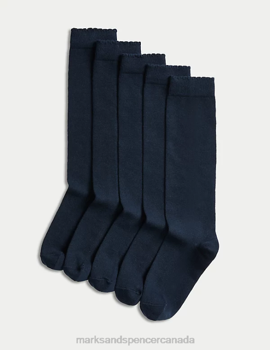 Marks & Spencer Kids 5pk of Knee High Socks Clothing Navy 20VTD9094 - Marks and Spencer outlet