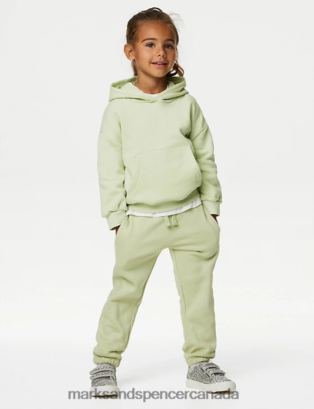 Clothing 20VTD9182 Pistachio Kids Marks & Spencer Cotton Rich Plain Hoodie - Marks and Spencer Canada locations