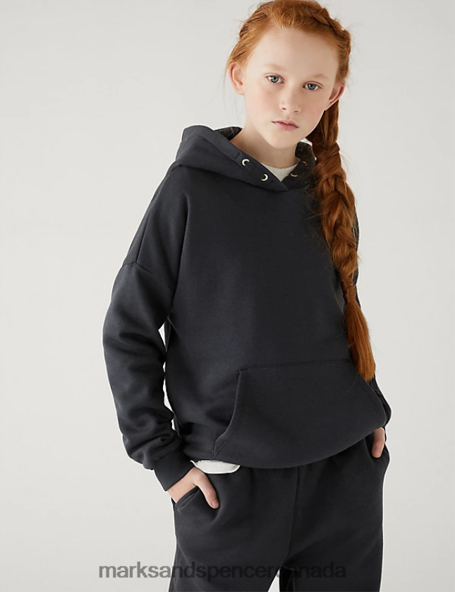 Marks and Spencer near me - Clothing 20VTD9220 Charcoal Kids Marks & Spencer Cotton Rich Plain Hoodie
