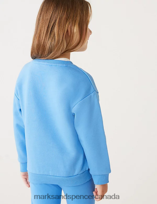 Marks and Spencer sale - Clothing 20VTD9383 Blue Kids Marks & Spencer Cotton Rich Flower Sweatshirt