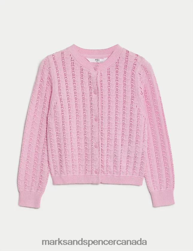 Clothing 20VTD9515 Rose Pink Kids Marks & Spencer Pure Cotton Cardigan - Marks and Spencer Canada locations