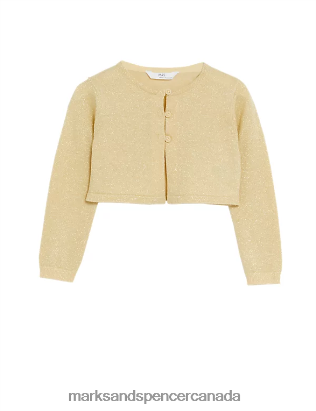 Marks and Spencer near me - Clothing 20VTD9576 Gold Kids Marks & Spencer Cotton Rich Glitter Cardigan