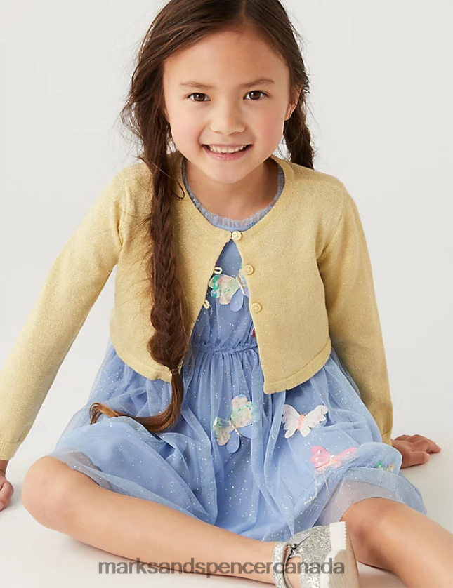Marks and Spencer near me - Clothing 20VTD9576 Gold Kids Marks & Spencer Cotton Rich Glitter Cardigan