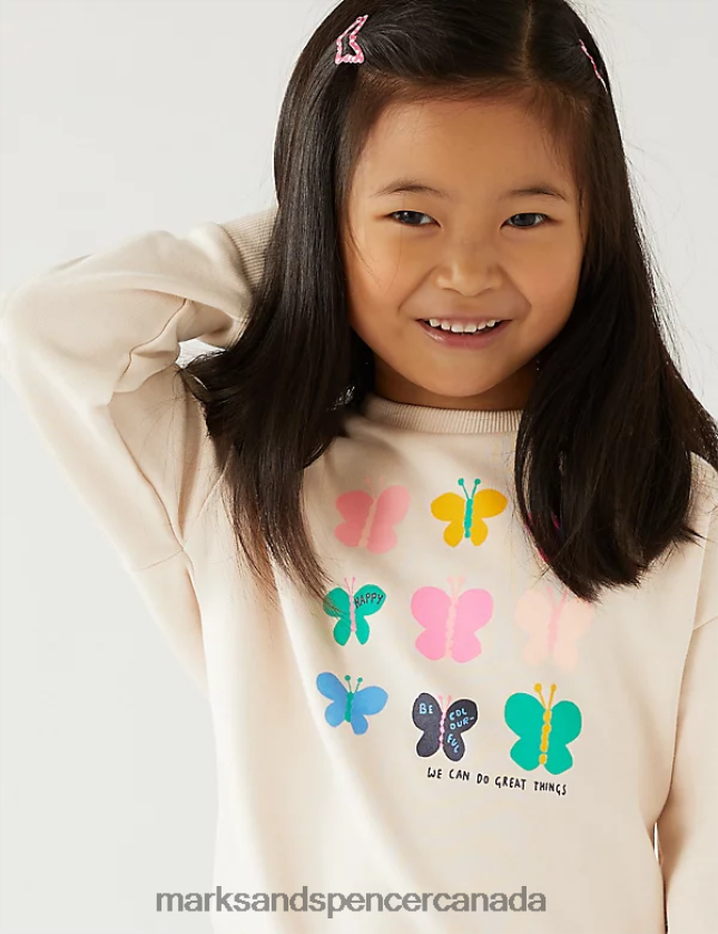Clothing 20VTD9714 Calico Kids Marks & Spencer Cotton Rich Butterfly Sweatshirt - Marks and Spencer outlet