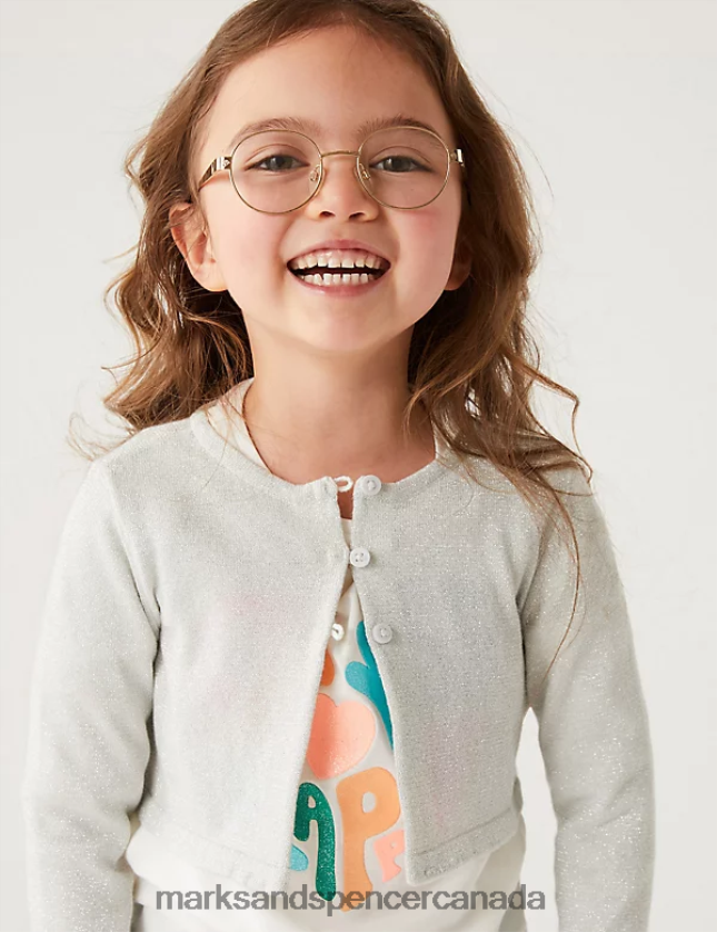 Marks and Spencer near me - Clothing 20VTD9805 Silver Kids Marks & Spencer Cotton Rich Glitter Cardigan